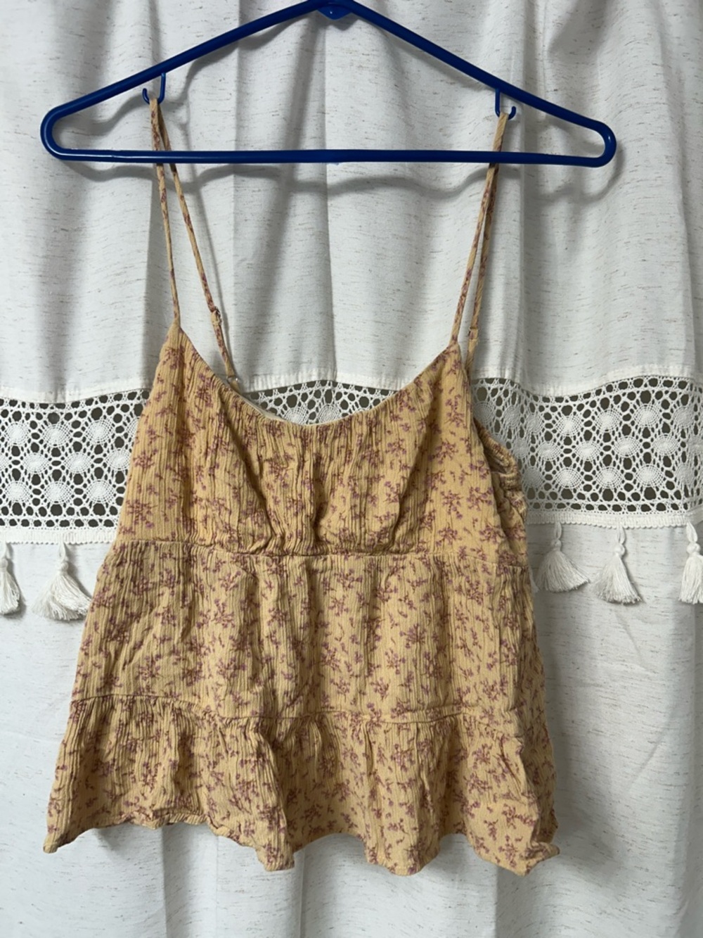 Yellow Floral Tiered Spaghetti Strap Cami